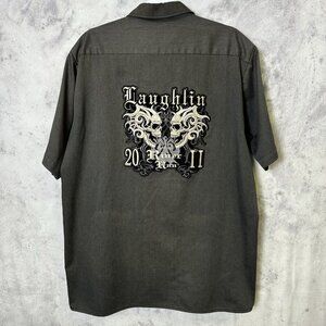 Orange County Choppers Laughlin Biker Shirt Mens XL Gray Button Up